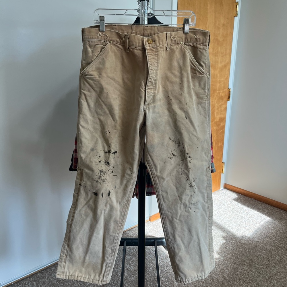 Carhartt Men's Khaki insulated Dungaree Work Pants
